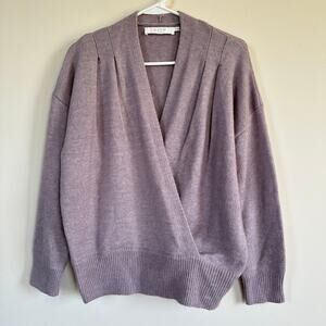 ASTR the Label Wool Blend Faux Wrap Sweater Balletcore MEDIUM Purple V-Neck